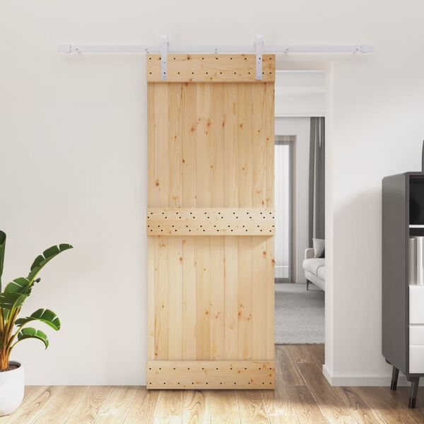 vidaXL Sliding Door with Hardware Set 80x210 cm Solid Wood Pine
