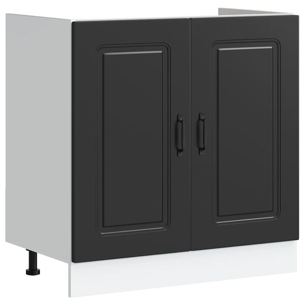 vidaXL Kitchen Cabinet Kalmar Black 80 x 46 x 81.5 cm Engineered Wood