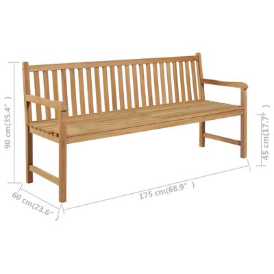 vidaXL Garden Bench 175 cm Solid Teak Wood