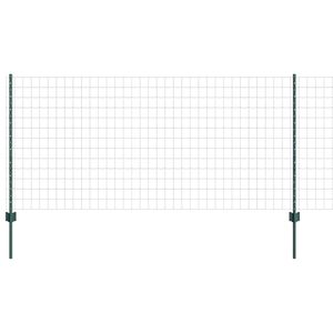 vidaXL Euro Fence with Post 25 x 1 m PVC-Coated Steel Green Mesh