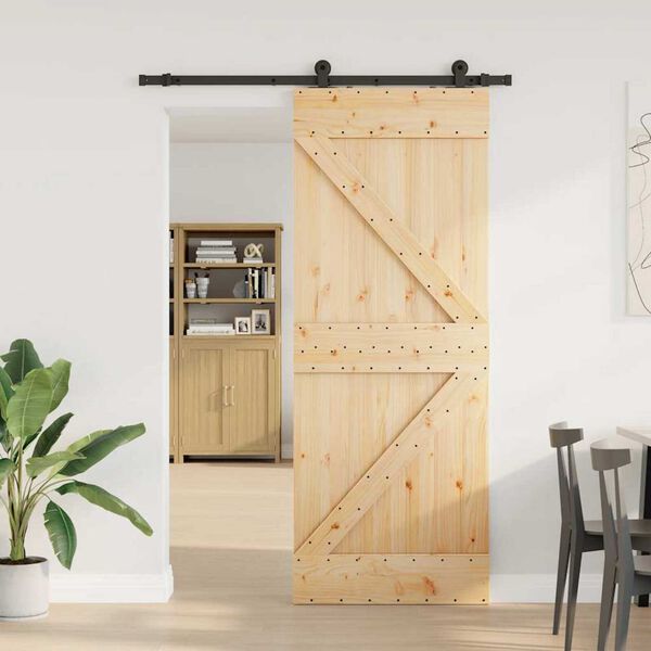 vidaXL Sliding Door with Hardware Set 80x210 cm Solid Wood Pine