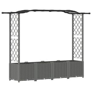 vidaXL Raised Bed with Trellis and Roof Light Grey 204 x 40 x 138 cm