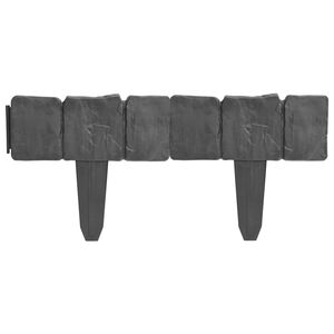 vidaXL Plastic Garden / Lawn Fence Stone Look 41 pcs 10 m