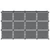 vidaXL Storage Cube Organiser with 12 Cubes and Doors Black PP