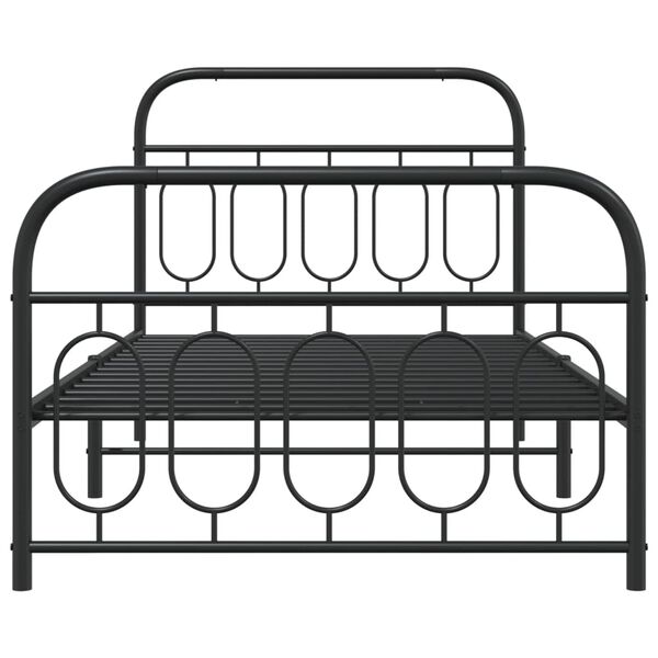 vidaXL Metal Bed Frame without Mattress with Footboard Black 107x203cm