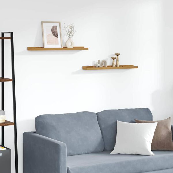 vidaXL Wall Shelf with Shelf 2 pcs Beige 60 x 9 x 3 cm Engineered Wood