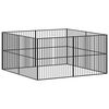 vidaXL Dog Playpen 8 Panels Black Galvanised Steel