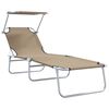 vidaXL Sun Lounger Folding 2-person 2 pcs Taupe 58 x 188 x 77cm Fabric