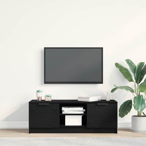 vidaXL TV Cabinet Black Oak 102 x 32 x35.5 cm Engineered Wood