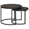 vidaXL Nesting Coffee Tables 2 pcs Black Solid Mango Wood and Steel