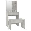 vidaXL Dressing Table Set with LED Concrete Grey Engineered Wood
