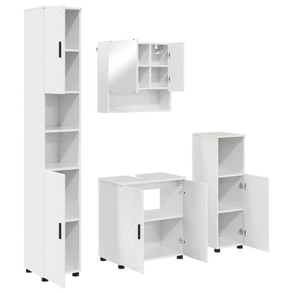 vidaXL Bathroom Furniture Set Wall-mounted 4 pcs High Gloss White