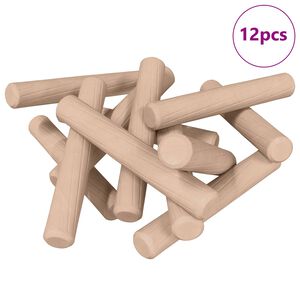 vidaXL Wooden Dowels 12 pcs Brown &Oslash;6 x 40 mm Solid wood
