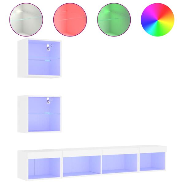 vidaXL 5 Piece TV Wall Units with LED White Engineered Wood