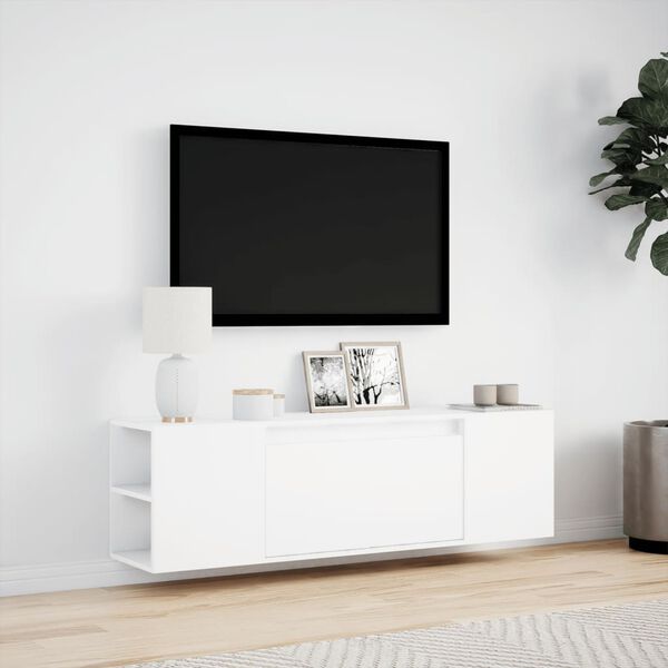 vidaXL TV Wall Cabinet with LED Lights White 135x31x39.5 cm