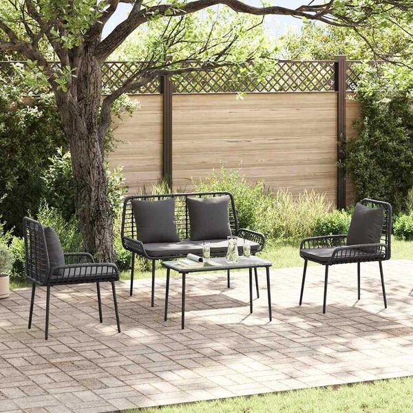 vidaXL Garden Dining Set 3 pcs Black and Anthracite Poly Rattan