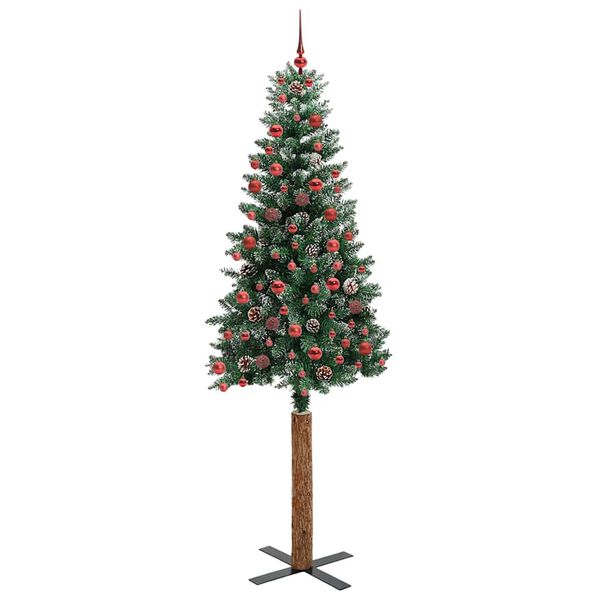 vidaXL Slim Christmas Tree Green 210 cm PVC and Solid Pine wood