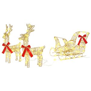 vidaXL Reindeer Pull Sleigh 160 LEDs Warm White 30 x 12 x 55 cm PET
