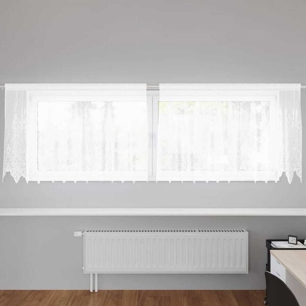 vidaXL Lace Curtain with Curtains Floral White 120 x 300 cm Polyester
