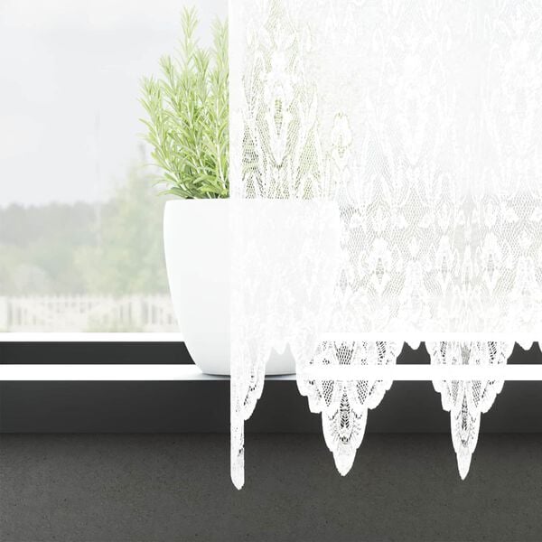 vidaXL Lace Curtain with Curtains Floral White 220 x 900 cm Polyester