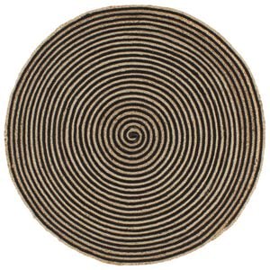 vidaXL Area Rug | Natural and Black | 50% Jute, 50% Cotton | 90 cm diameter