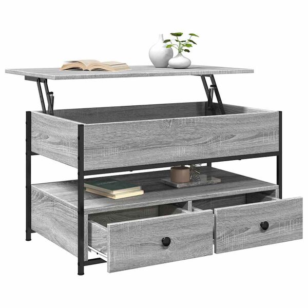 vidaXL Coffee Table Grey Sonoma 85x50x50 cm Engineered Wood and Metal