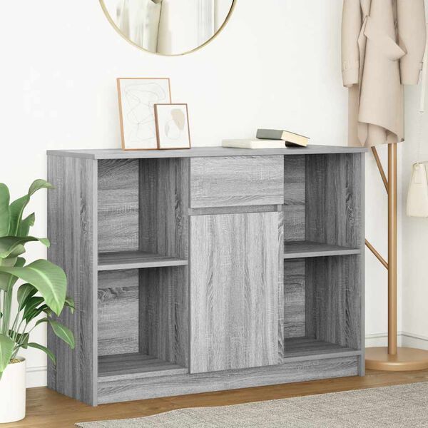 vidaXL Sideboard with Drawer Grey Sonoma 101x35x76 cm Engineered Wood