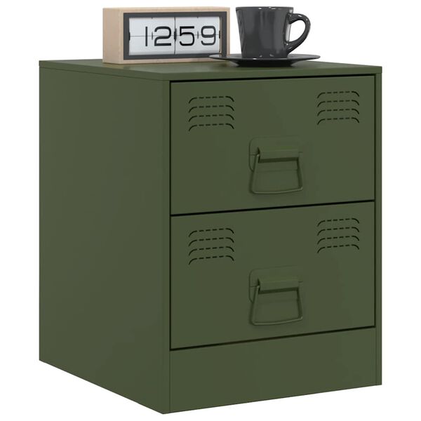 vidaXL Bedside Cabinet Green 34.5x39x44 cm Steel