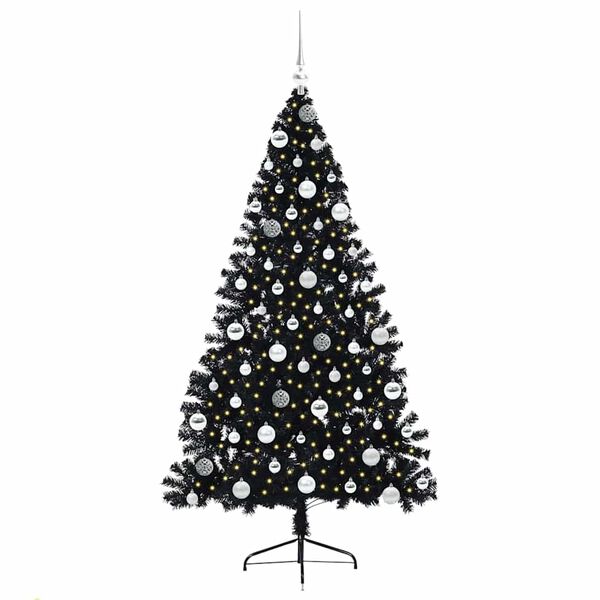 vidaXL Artificial Pre-lit Christmas Tree Black 180 cm PVC