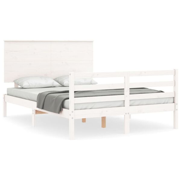 vidaXL Bed Frame without Mattress White 140x190 cm Solid Wood