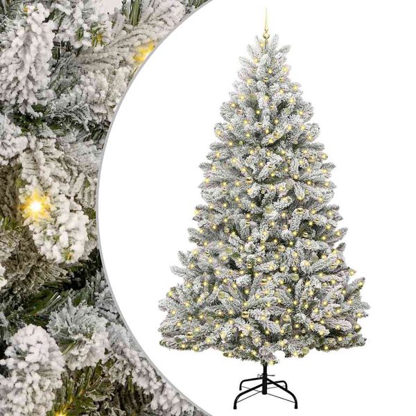 vidaXL Artificial Christmas Tree Green and White 270 cm PVC and Metal