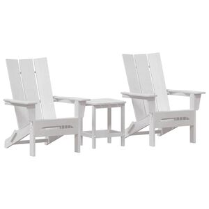 vidaXL Garden Chair 3 pcs White Polyethylene
