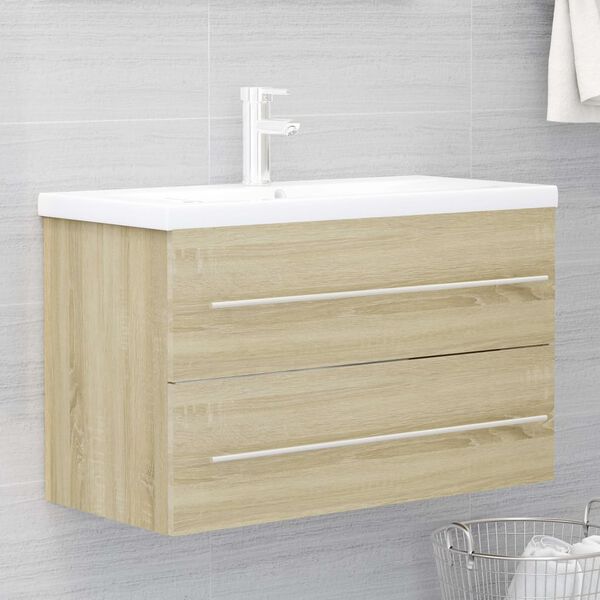 vidaXL Sink Cabinet Sonoma Oak 80x38.5x48 cm Engineered Wood