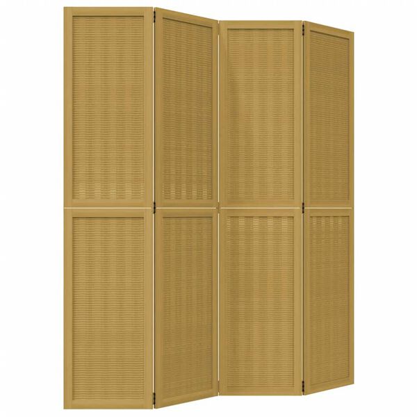 vidaXL Room Divider 4 Panels Brown Solid Wood Paulownia