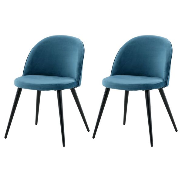 Venture Home Dining Chairs 2 pcs Velvet Velvet Black and Blue