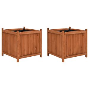 vidaXL Raised Bed | Set of 2 | Brown | Firwood with water-based paint | Large