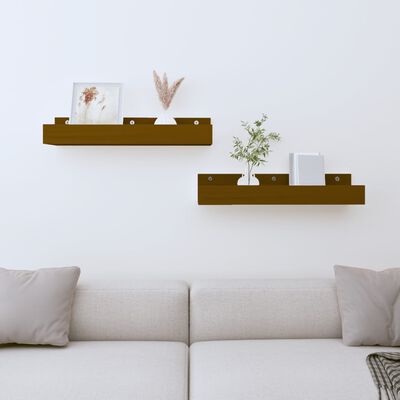 vidaXL Wall Shelves 2 pcs Honey Brown 50x12x9 cm Solid Wood Pine