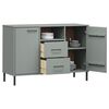 vidaXL Sideboard with Metal Legs Grey 113x40x77 cm Solid Wood OSLO