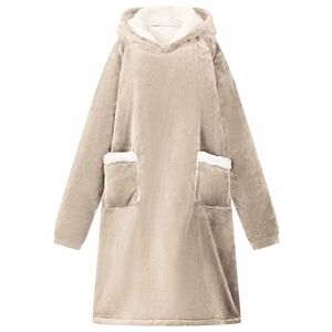 vidaXL Blanket Hoodie Beige L Fleece and Flannel