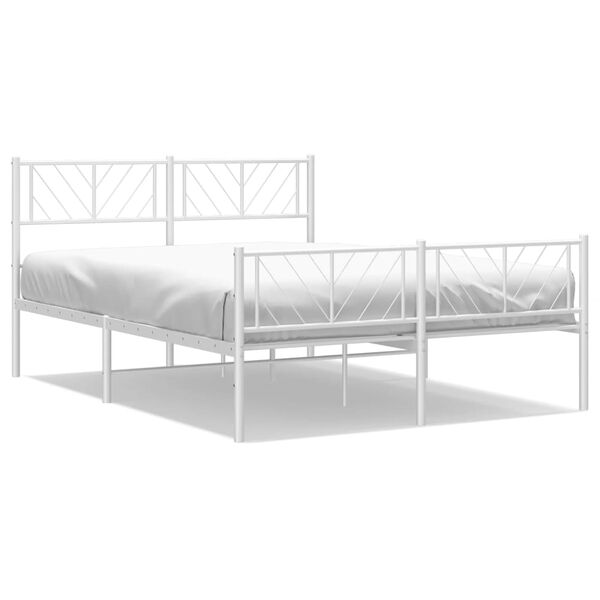 vidaXL Metal Bed Frame without Mattress with Footboard White 160x200cm