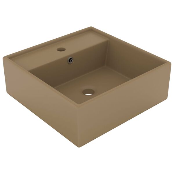 vidaXL Luxury Basin Overflow Square Matt Cream 41x41 cm Ceramic