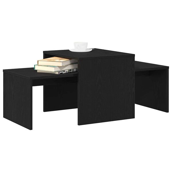 vidaXL Nesting Tables Black Oak 100 x 48 x 40 cm Engineered Wood