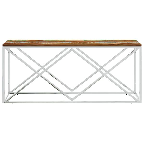 vidaXL Coffee Table Stainless Steel and Solid Wood Reclaimed