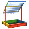 vidaXL Sandbox with Adjustable Roof Fir Wood Multicolour UV50