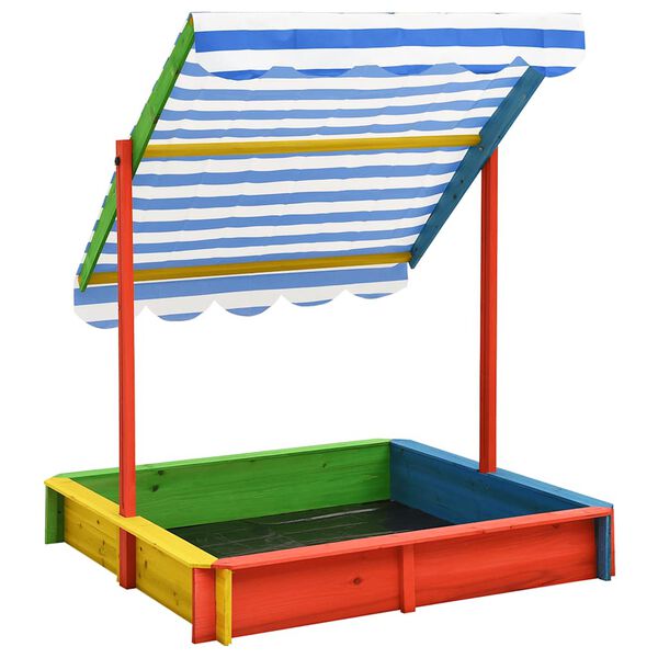 vidaXL Sandbox with Adjustable Roof Fir Wood Multicolour UV50