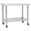 vidaXL Kitchen Work Table with Wheels 100x60x85 cm Stainless Steel