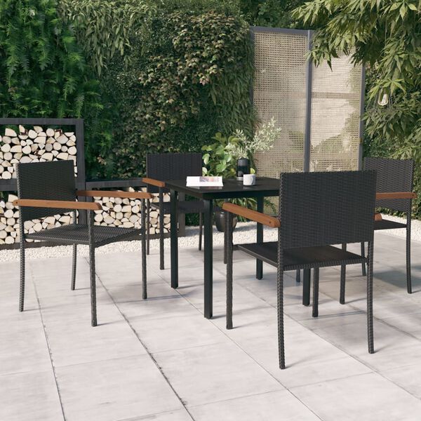 vidaXL 5 Piece Garden Dining Set Black