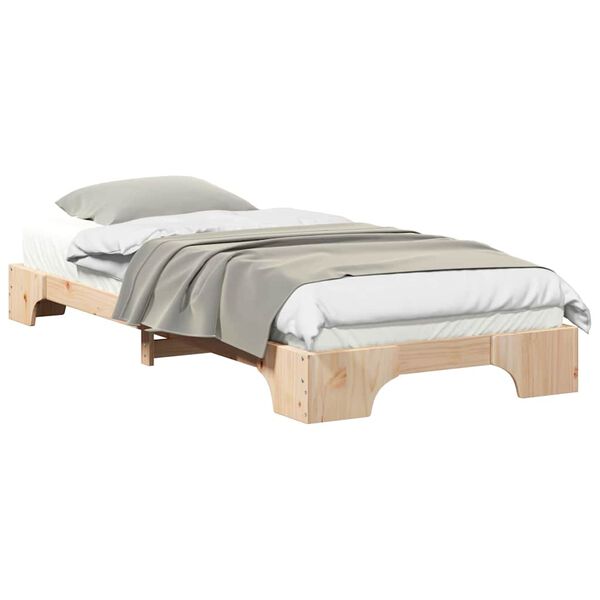 vidaXL Bed Frame Brown 80 x 210 cm Solid Pine Wood