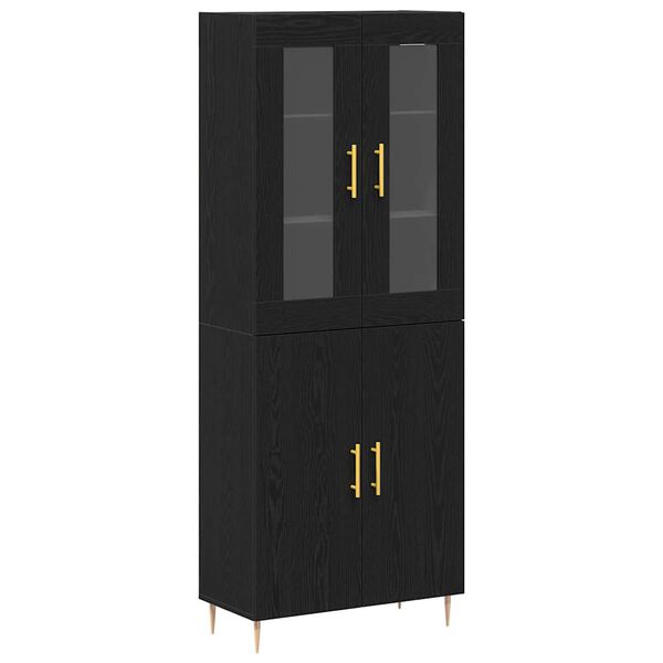 vidaXL Highboard 2 pcs Black Oak 69.5 x 34 x 180 cm Engineered Wood