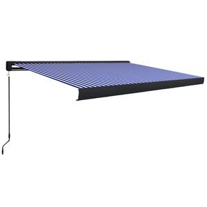 vidaXL Manual Cassette Awning 400x300 cm Blue and White (145707+145712)